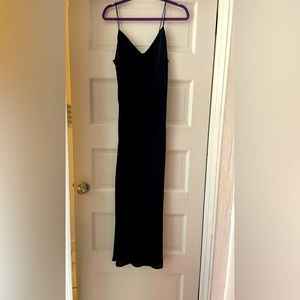 ASOS long black satin slip dress, size 8